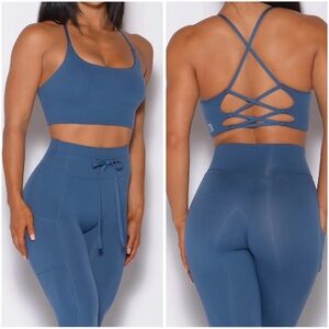 Bombshell Sportswear Blue Strappy Crisscross Sports Bra